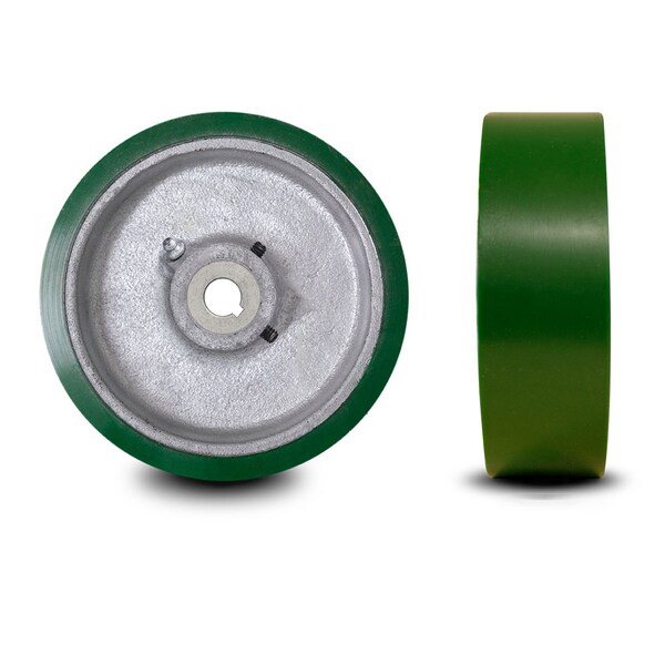 8" x 3" Poly Tread on Cast Iron Keyed Drive Wheel - 28mm Bore -